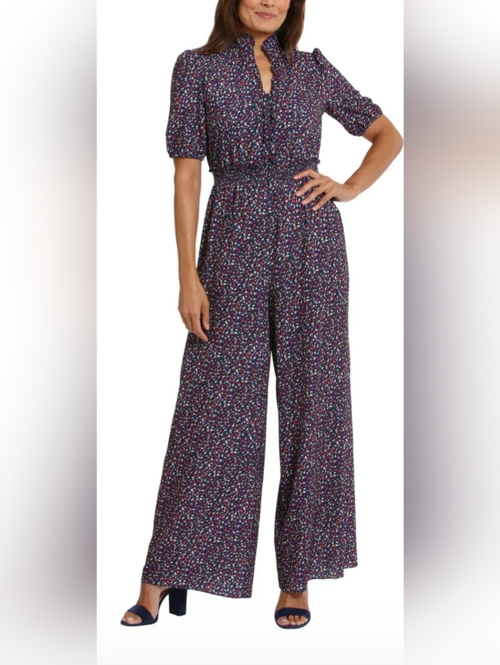 London Times Women's Multicolor Wide-Leg Jumpsuit 4